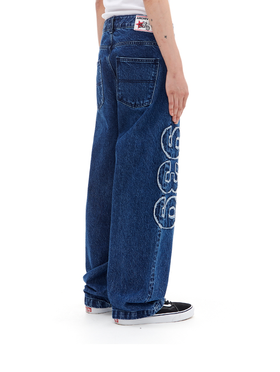 MUSINSA | ARCHIVE BOLD 939 APPLIQUE DENIM PANTS (BLUE)